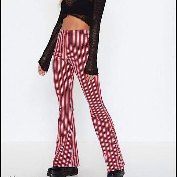 ⚡️NASTY GAL NWT⚡️ 70s Flare Stripe Rave Pants Sz 8 - Picture 2 of 4